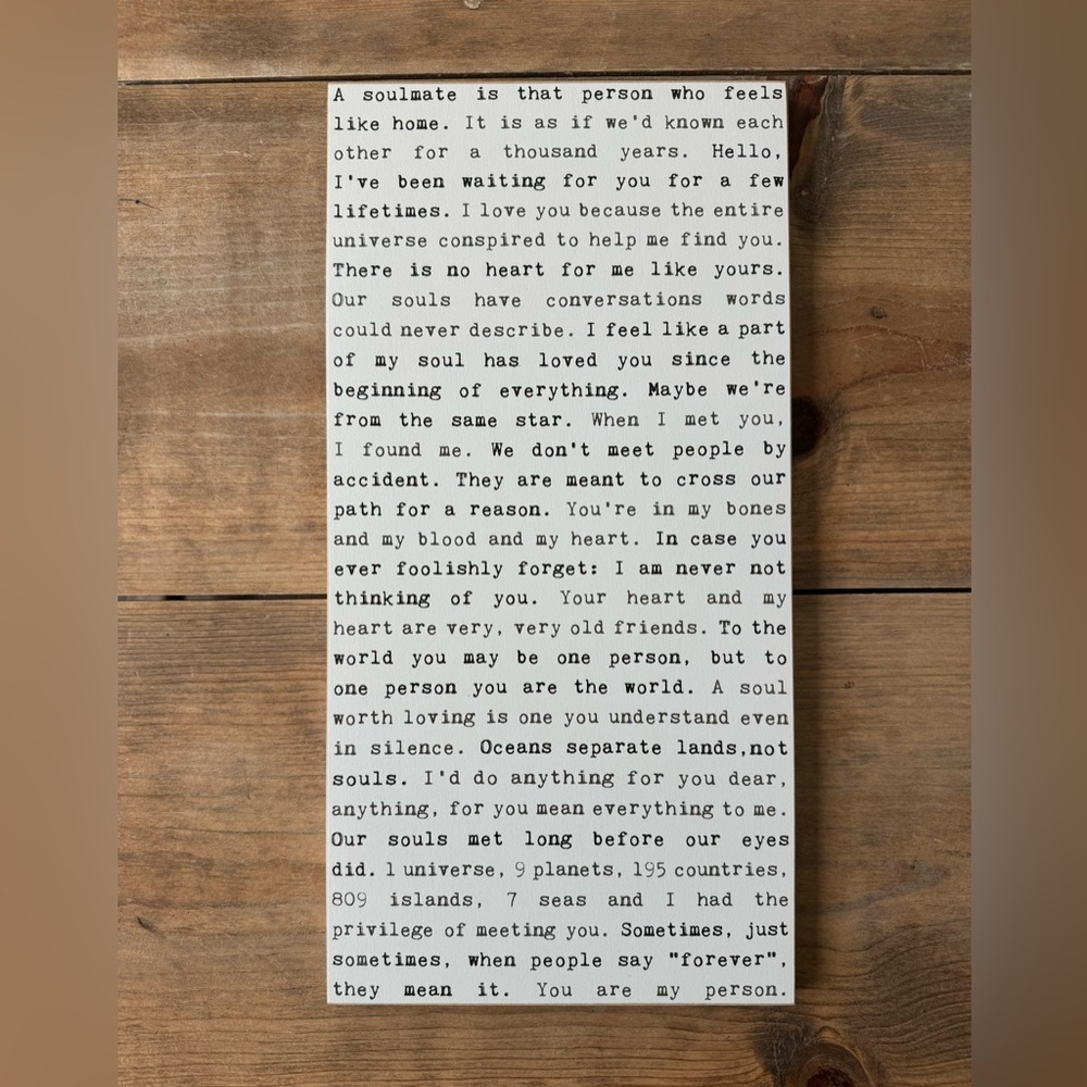 Original “Soul Mate” Typewriter Sign by Cedar Mountain Studios